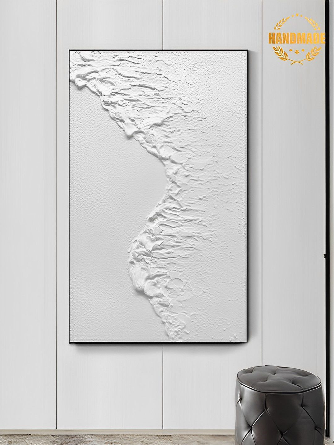 

THE HANDMADE FLAIR White Abstract Painting Wall Art