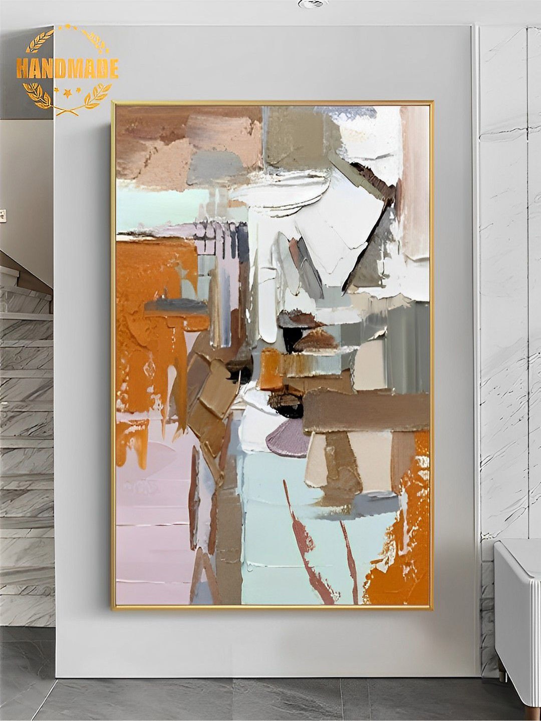 

THE HANDMADE FLAIR Brown & Blue Wall Art