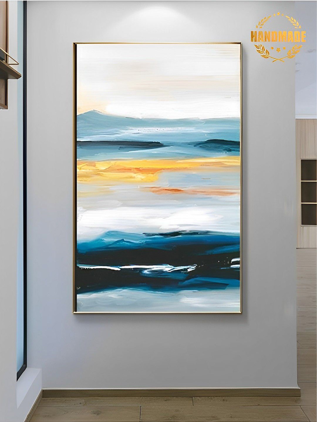 

THE HANDMADE FLAIR White & Blue From The Bay Window Painting Wall Art
