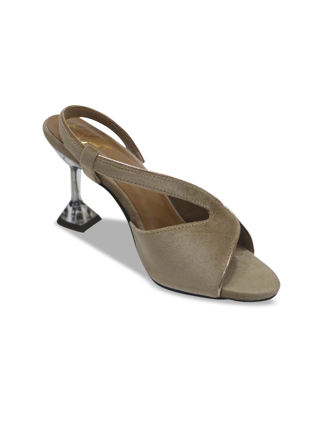 

Bowtoes Peep Toes Slim Heels, Beige