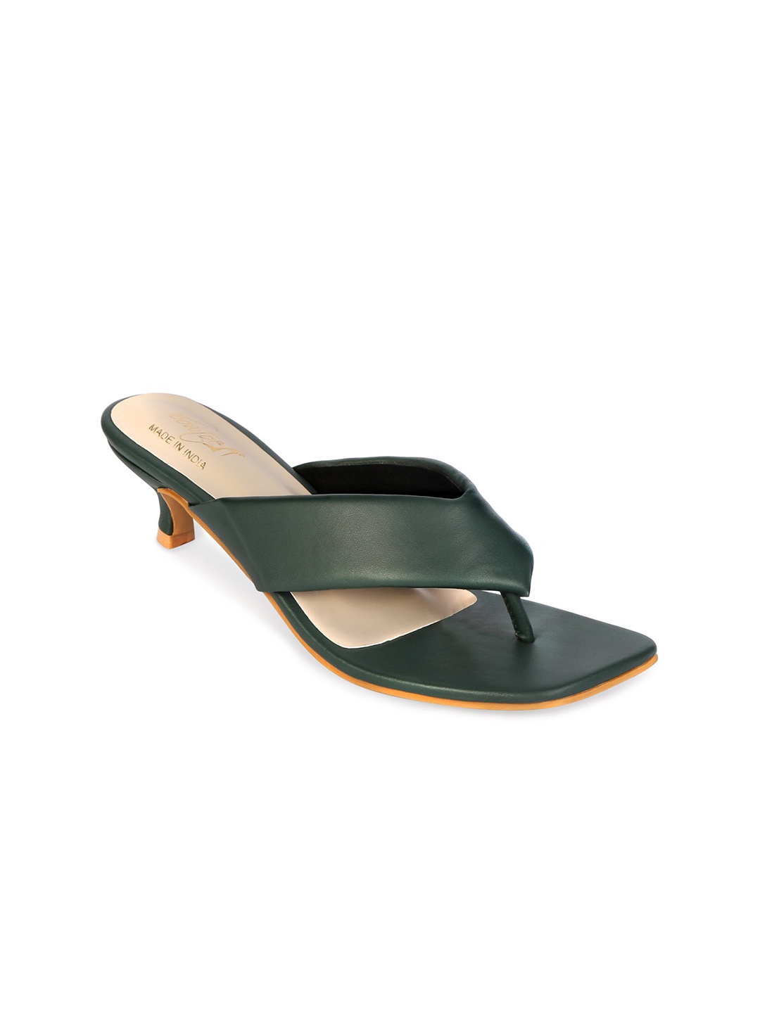 

Bowtoes Open Toe T-Strap Kitten Heels, Green