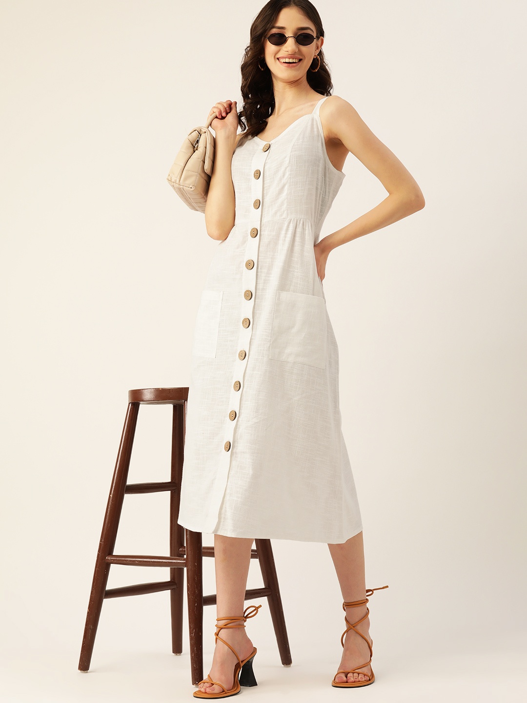 

DressBerry A-Line Cotton Midi Dress, White