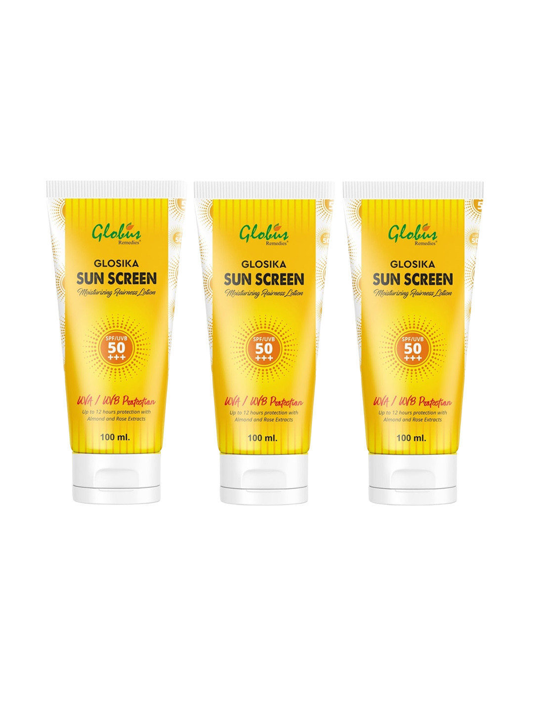 

Globus Remedies Pack of 3 SunScreen, Yellow