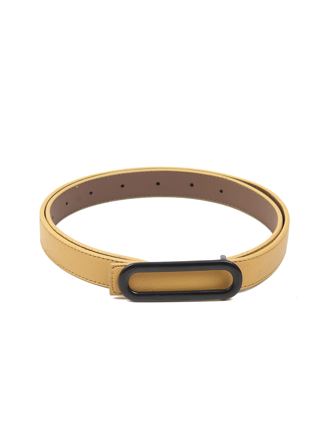 

Calvadoss Women Textured Leather Belt, Mustard