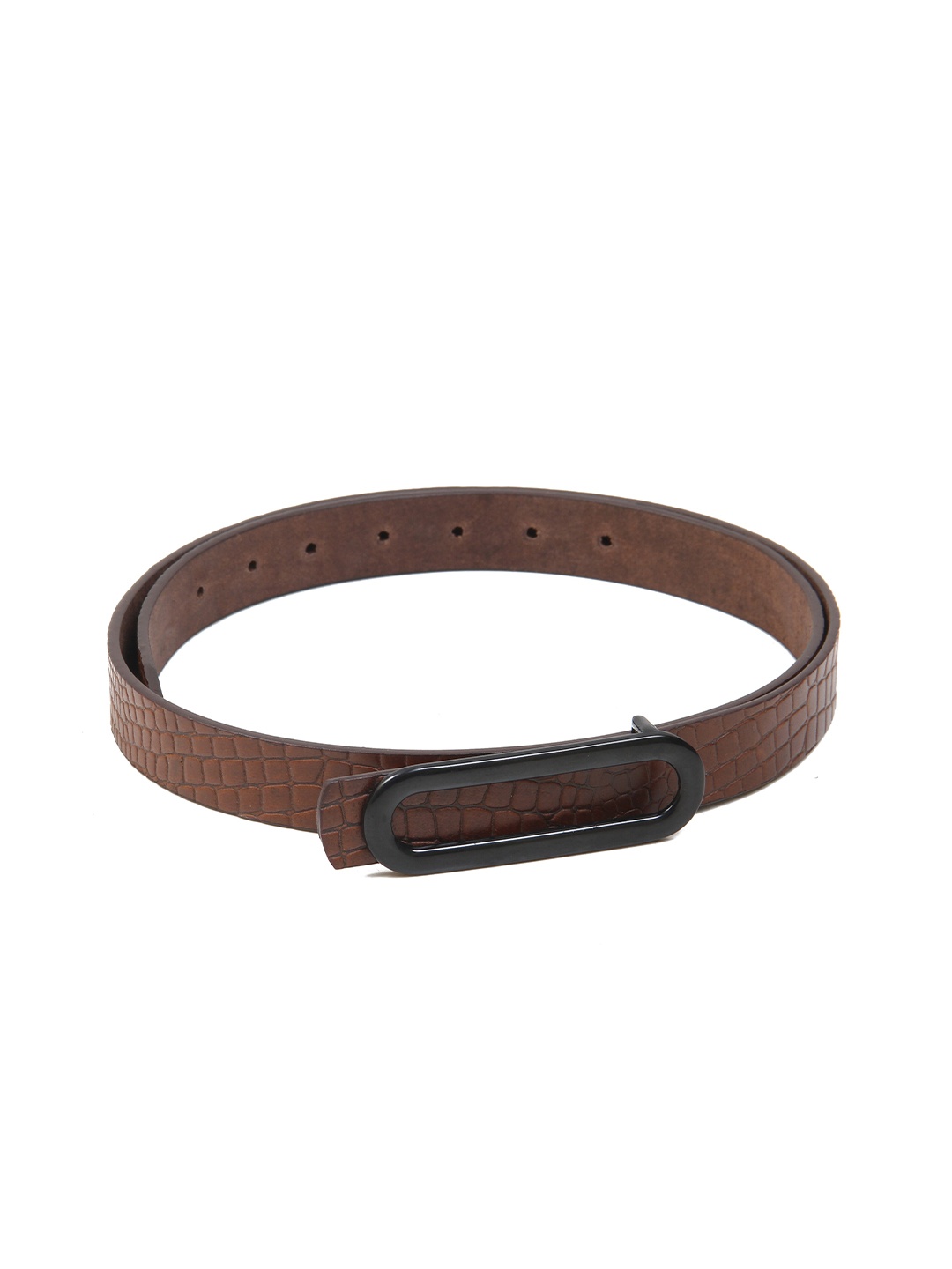 

Calvadoss Women Textured Leather Belt, Brown