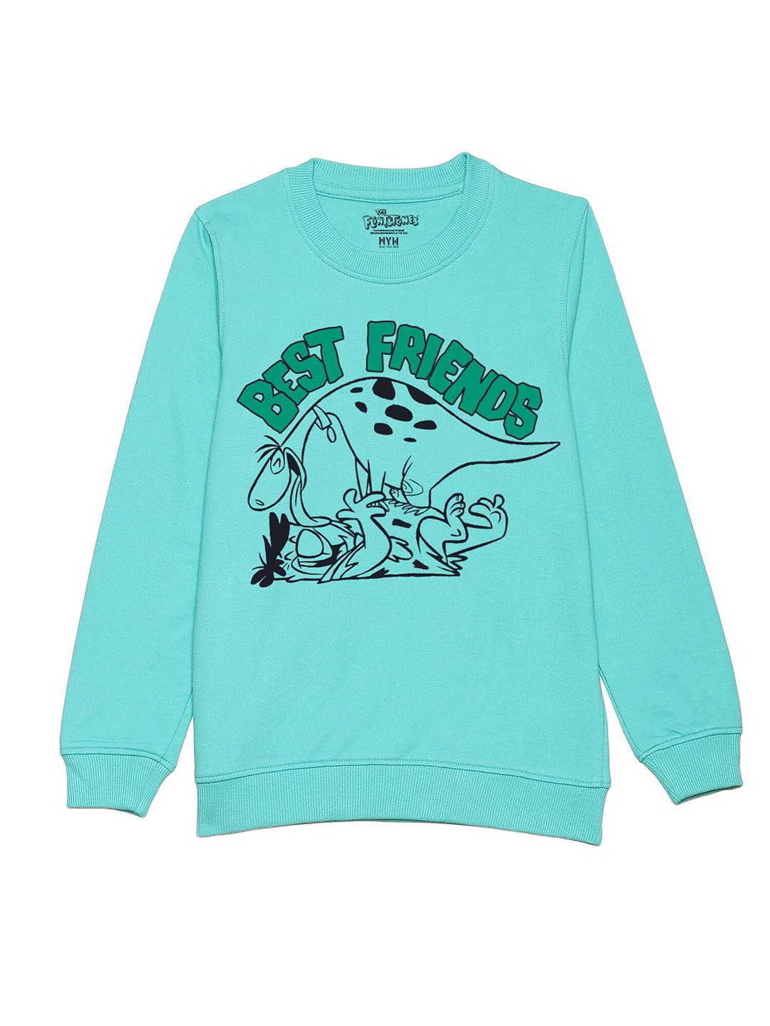 

Wear Your Mind Girls Typography Printed Sweatshirt, Turquoise blue