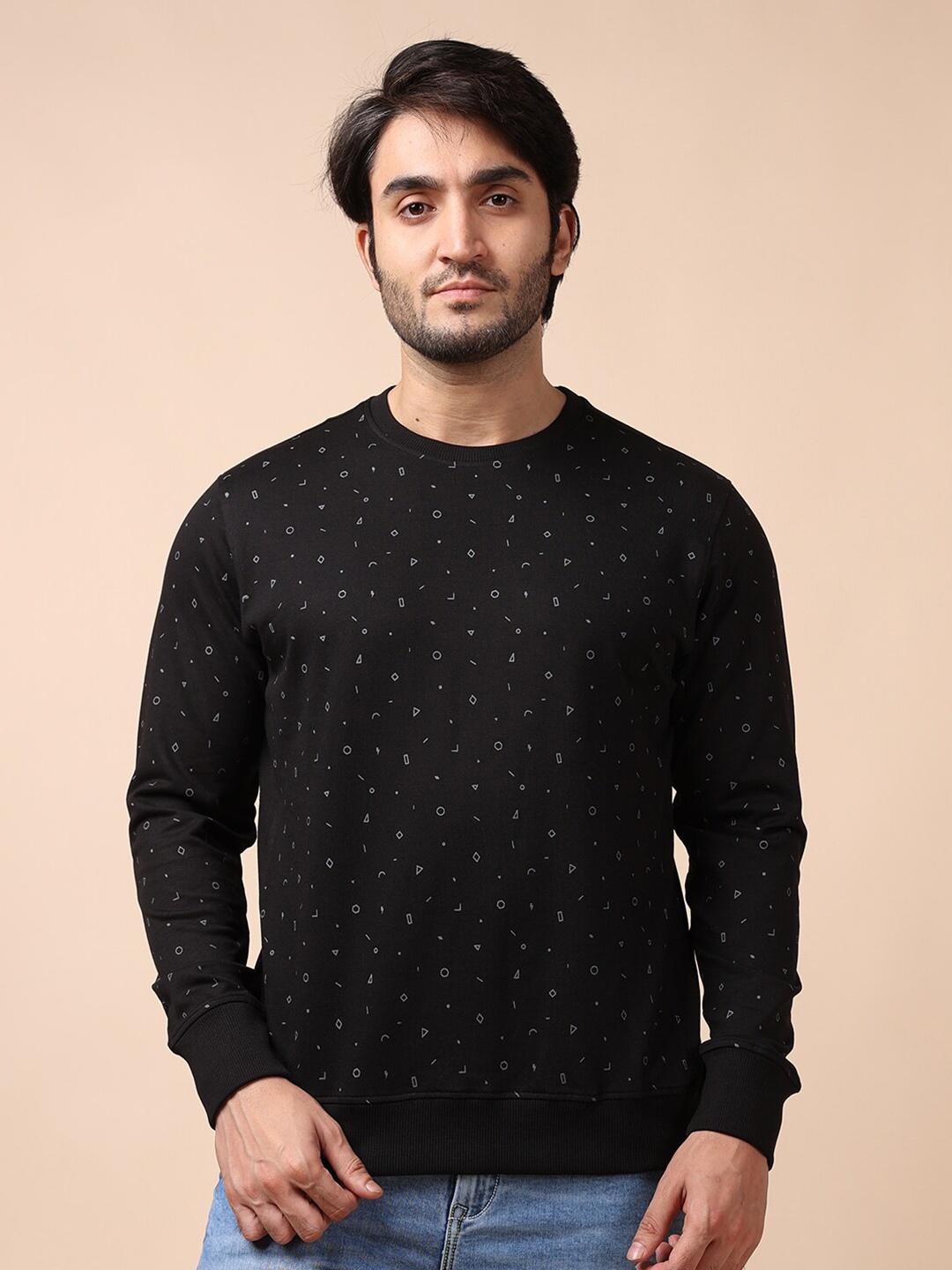 

berry blues Conversational Printed Long Sleeve Pure Cotton T-shirt, Black