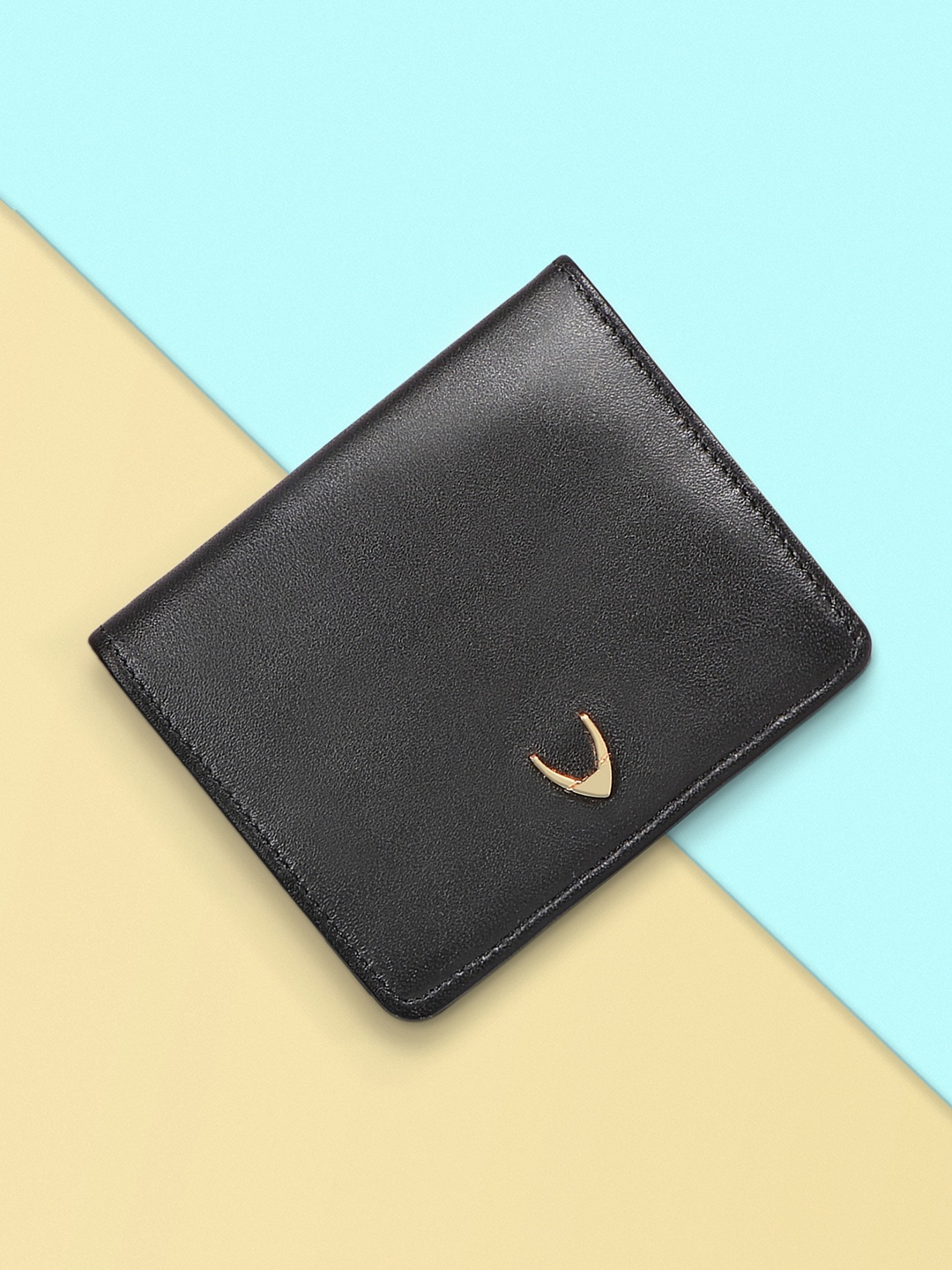 

Hidesign Women Leather Two Fold Wallet, Black