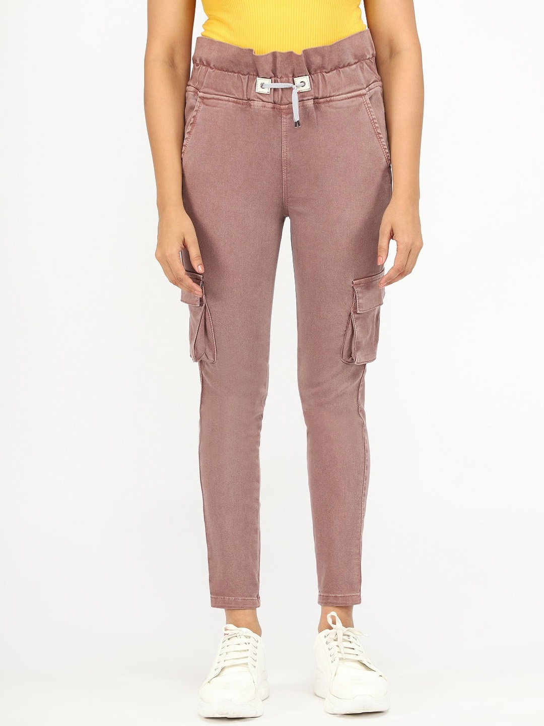 

AngelFab Women Relaxed Cotton Cargos Trousers, Brown