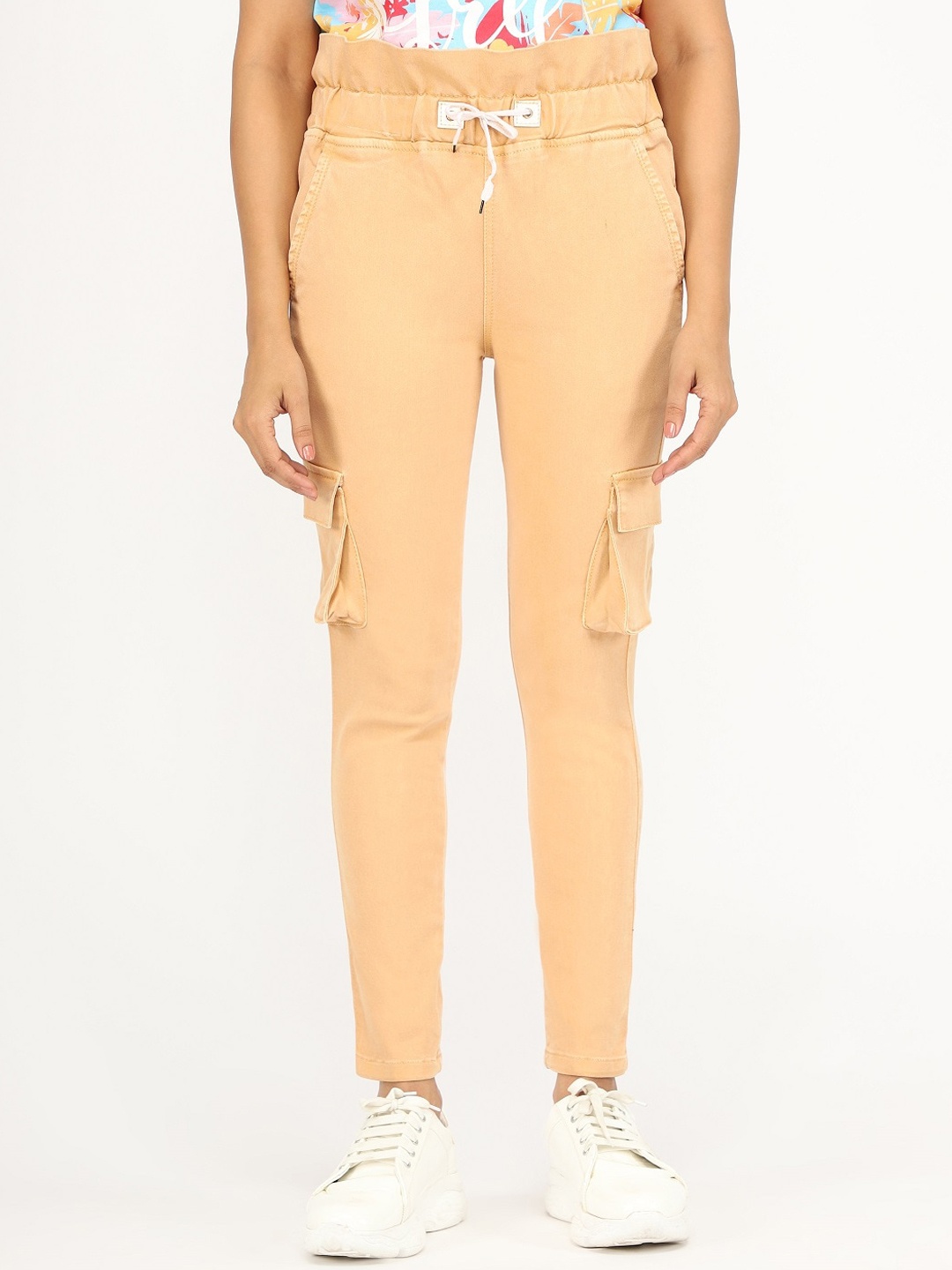 

AngelFab Flat-Front Relaxed Cotton Cargos Trousers, Beige