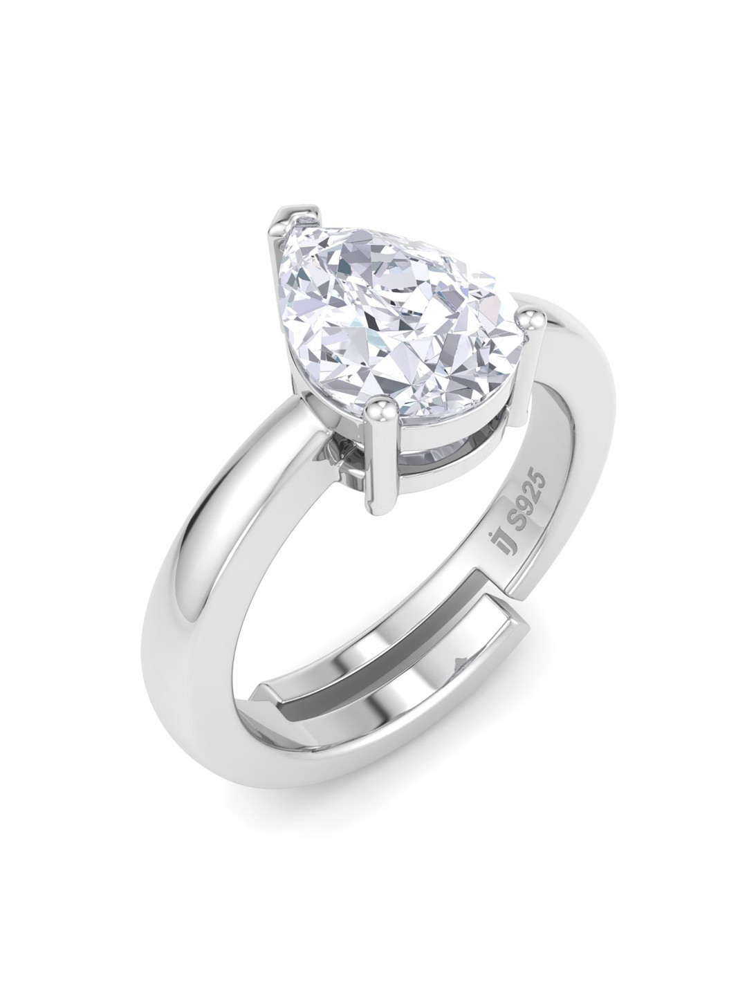 

Inddus Jewels 925 Sterling Silver Rhodium-Plated Adjustable Finger Ring