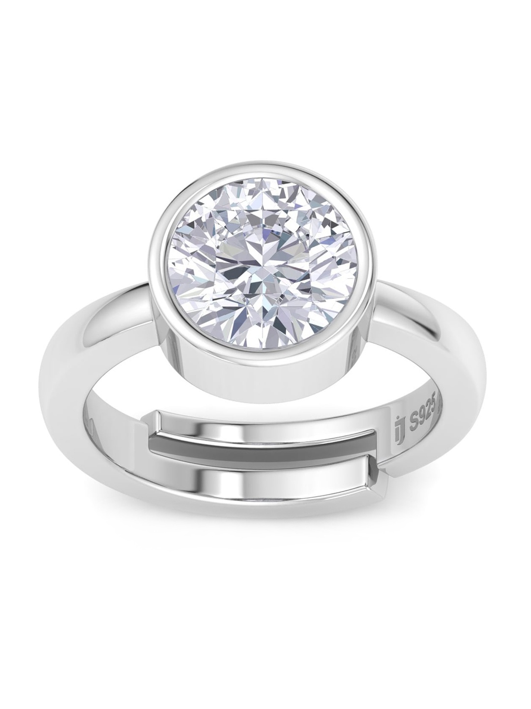 

Inddus Jewels 925 Sterling Silver Rhodium Plated CZ Studded Finger Ring