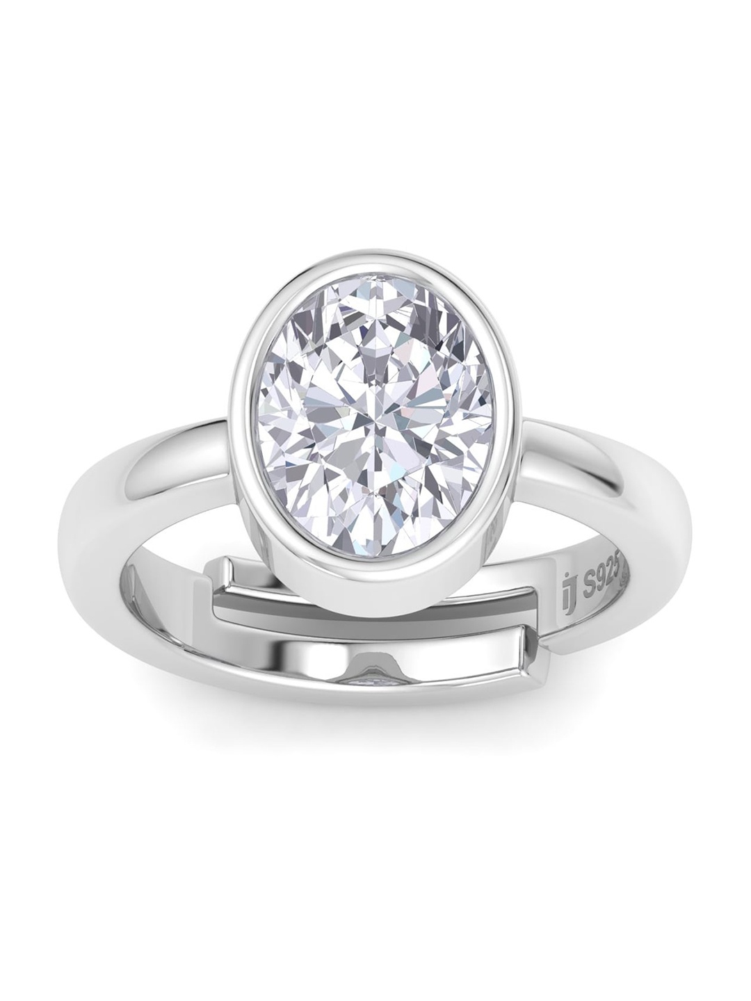 

Inddus Jewels Women 92.5 Sterling Silver Stone Studded Adjustable Finger Ring