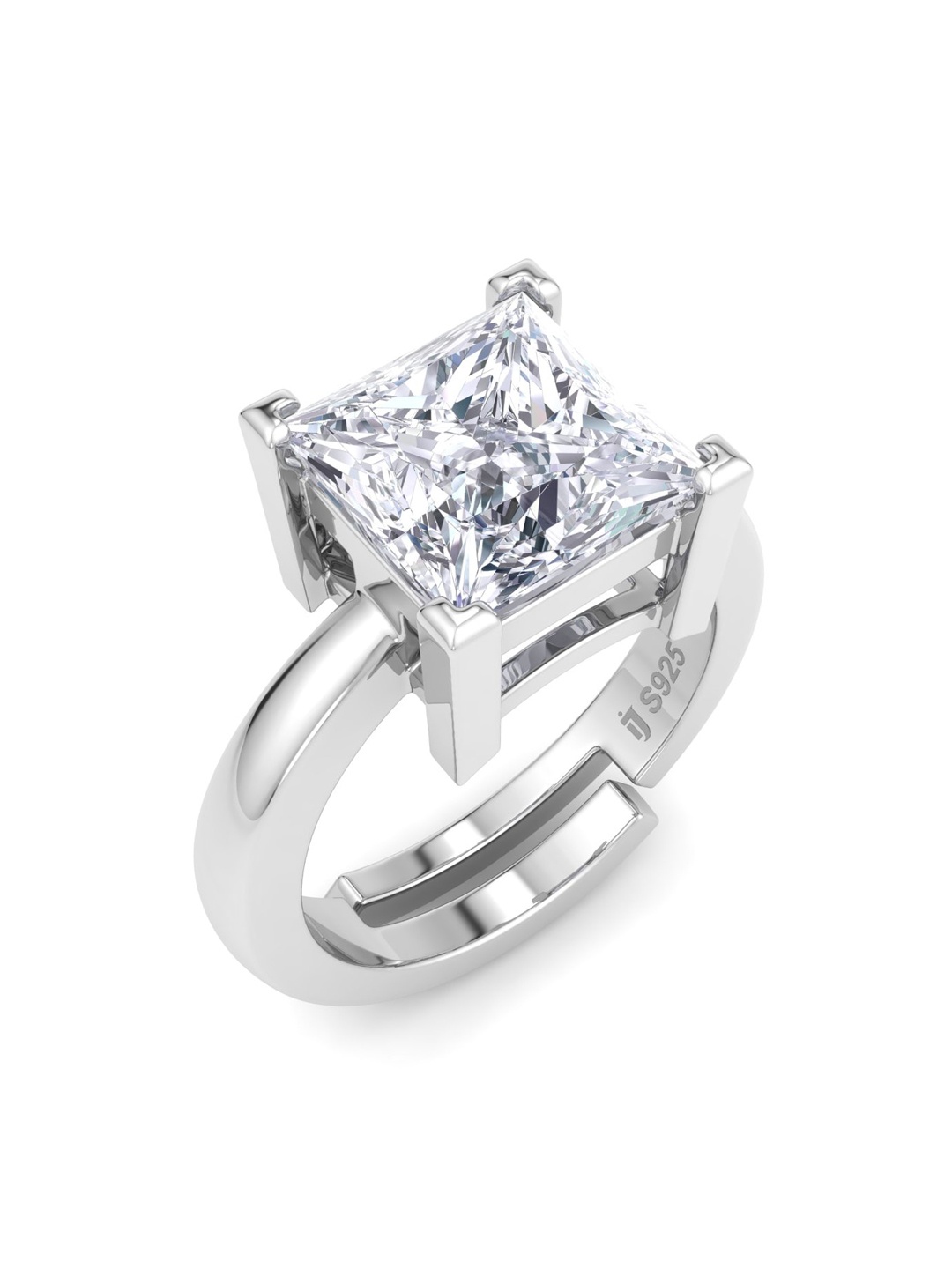 

Inddus Jewels Women 92.5 Sterling Silver Rhodium Plated CZ Studded Finger Ring