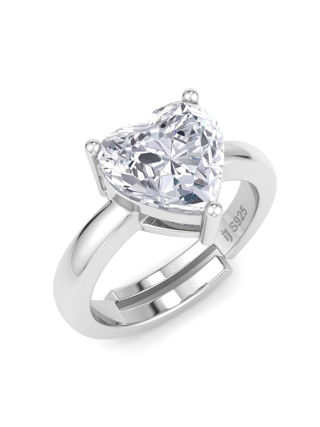 

Inddus Jewels 925 Sterling Silver Rhodium Plated CZ Studded Finger Ring