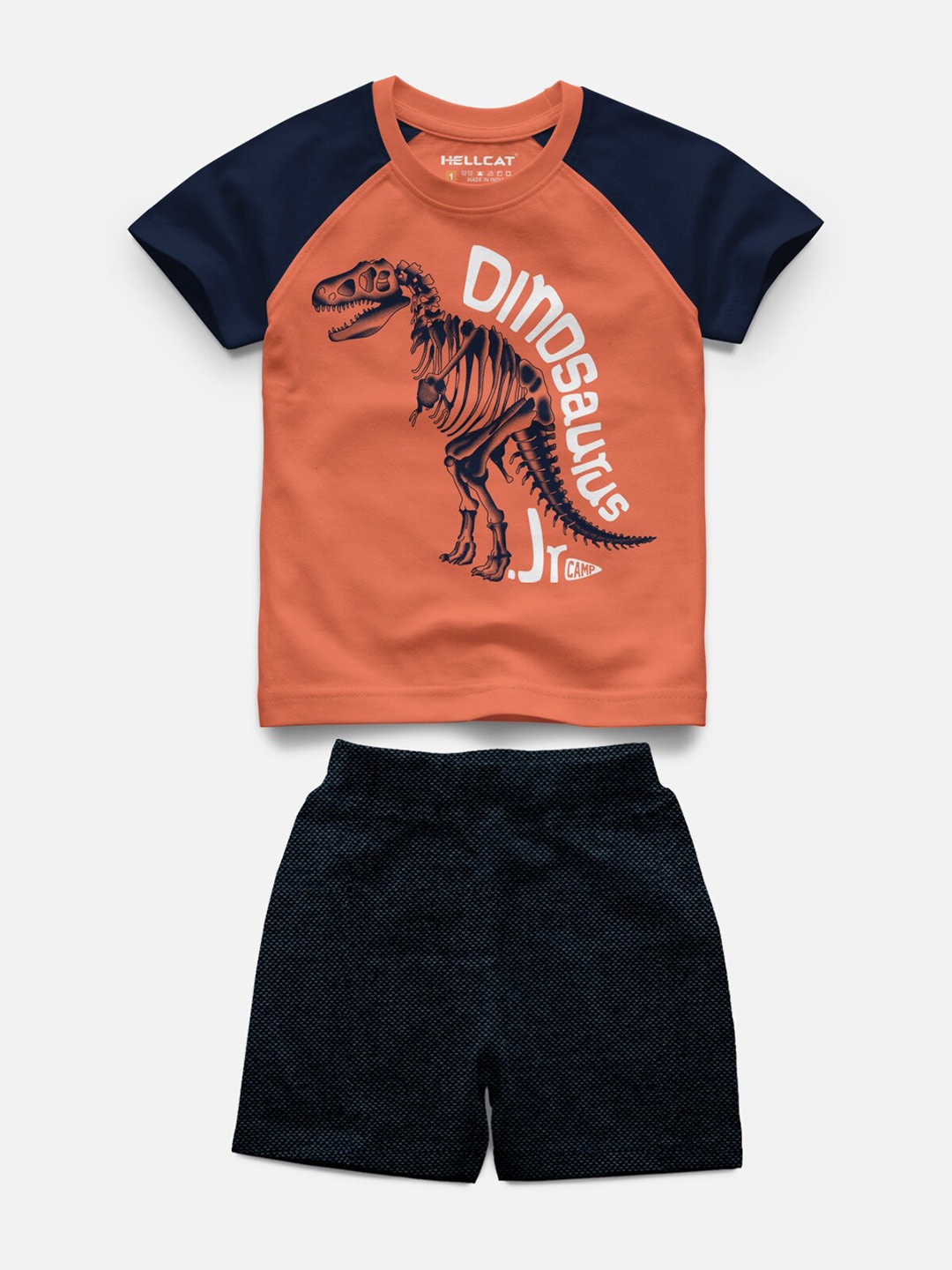 

HELLCAT Infants Kids Printed T-shirt with Shorts, Rust
