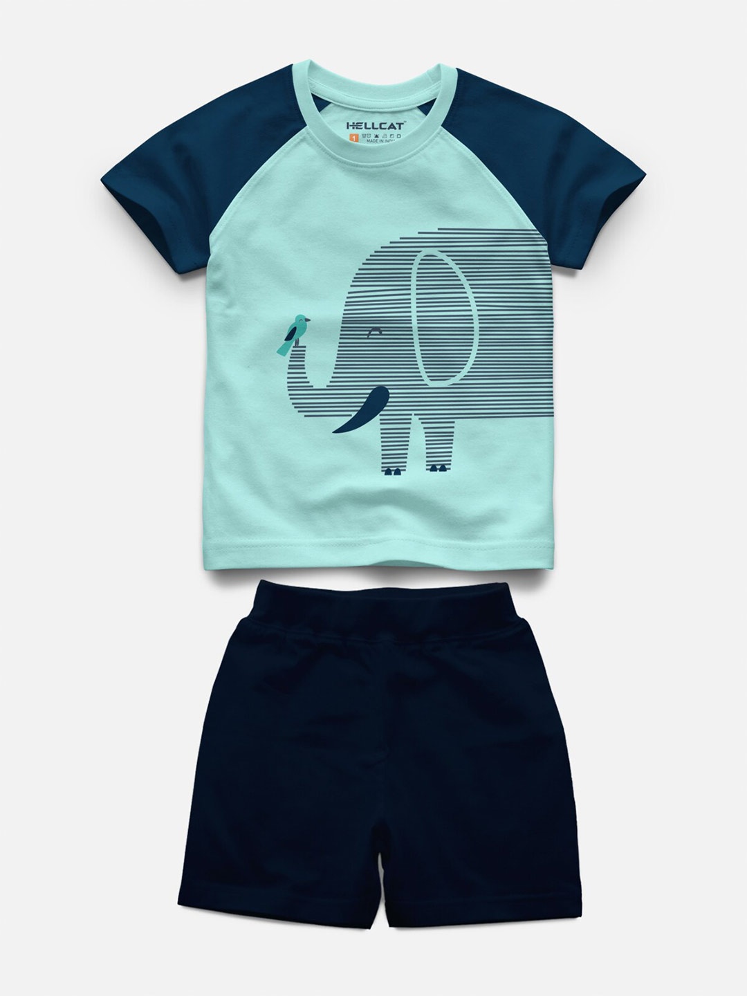 

HELLCAT Kids Printed T-shirt with Shorts, Green