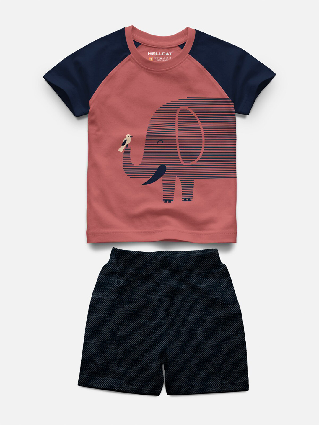 

HELLCAT Kids Printed T-shirt with Shorts, Rust