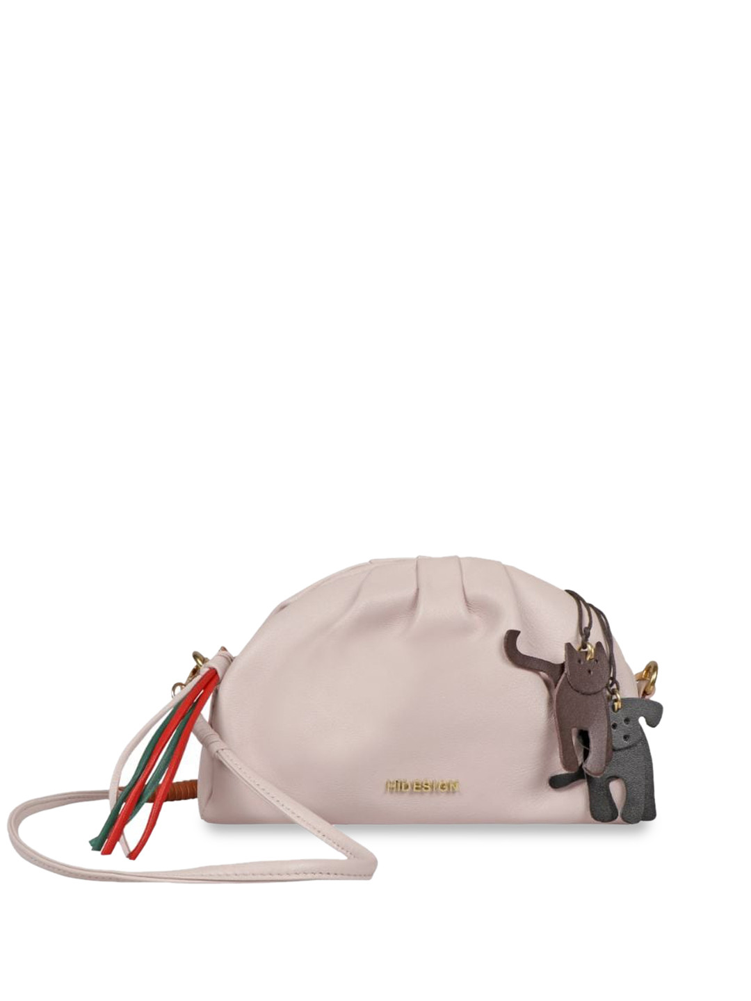 

Hidesign Beige Embellished Leather Swagger Sling Bag