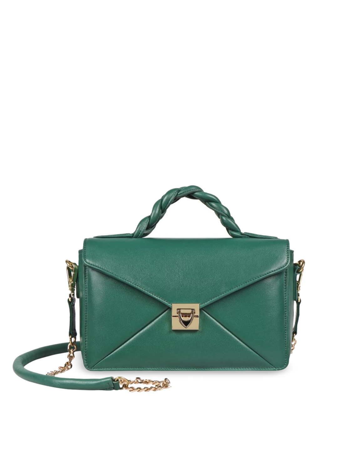 

Hidesign Women Leather Structured Handheld Bag, Green