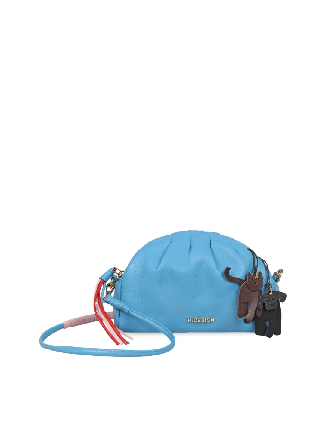 

Hidesign Women Leather Structured Sling Bag, Turquoise blue