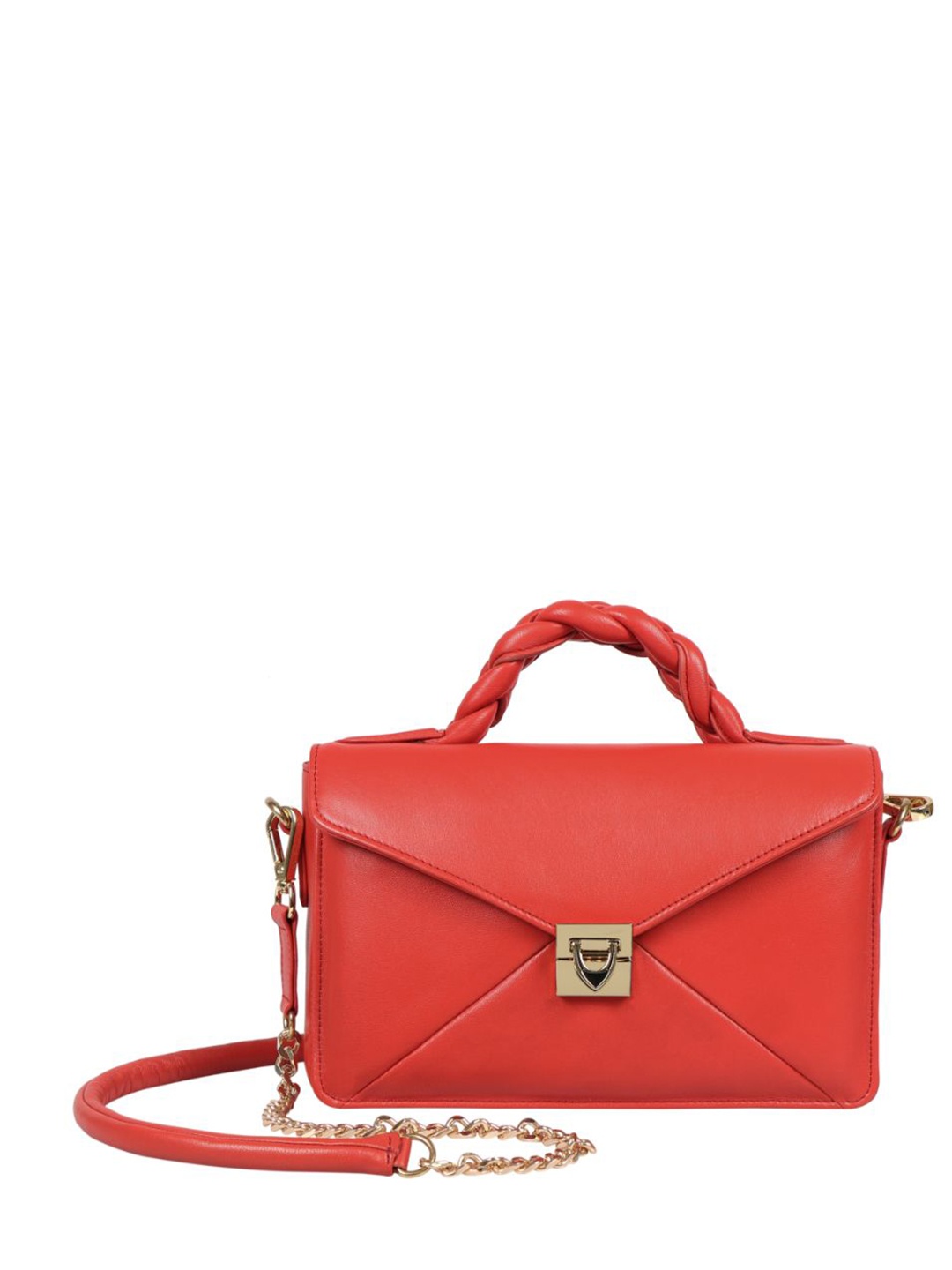 

Hidesign Leather Structured Handheld Bag, Red