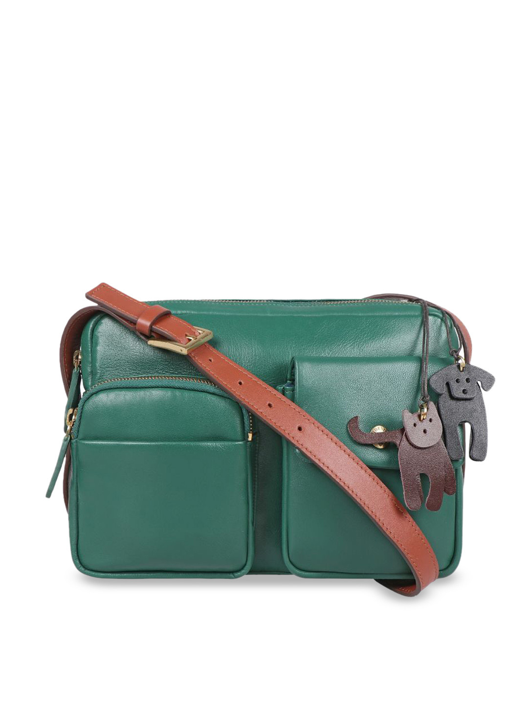 

Hidesign Leather Structured Sling Bag, Green