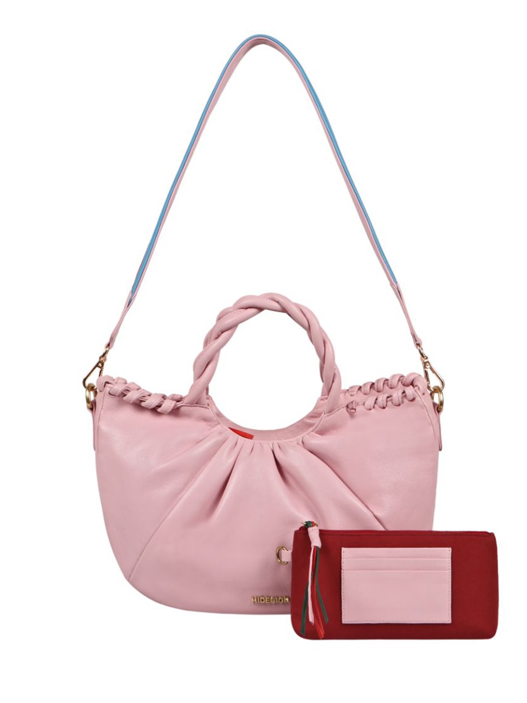 

Hidesign Women Leather Structured Sling Bag with Pouch, Pink