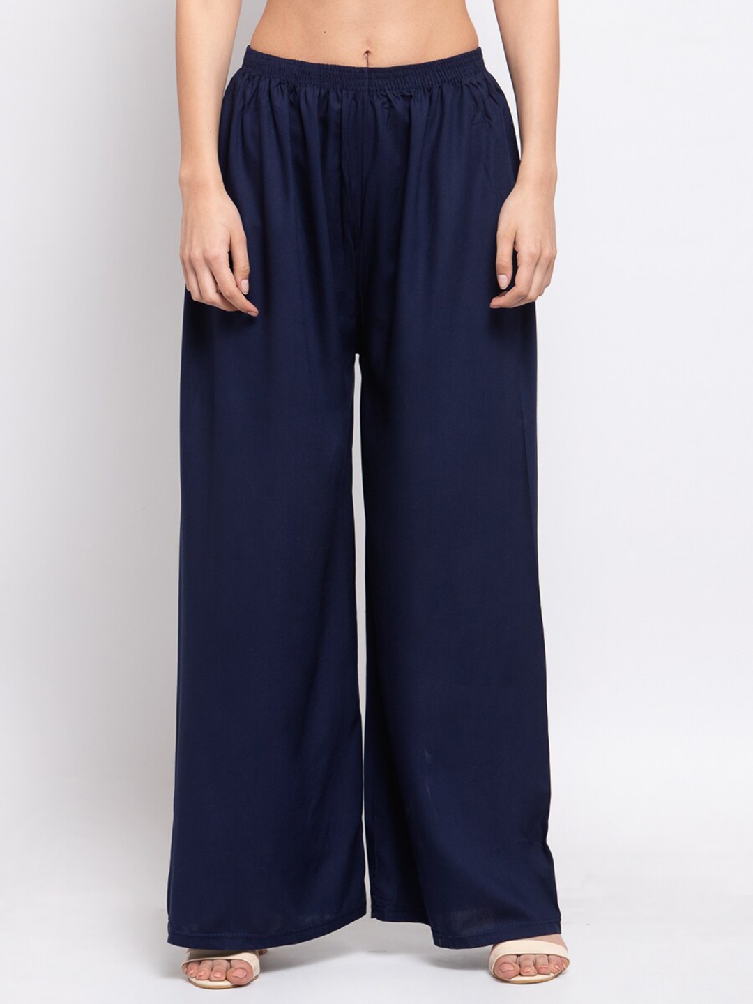

KLOTTHE Women Woven Cotton Western Palazzo, Navy blue