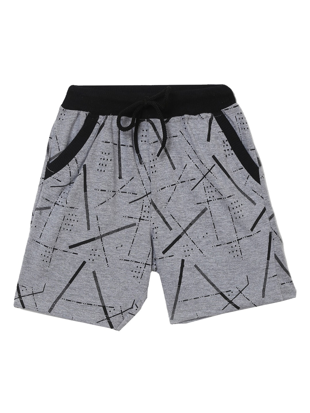 

V-Mart Boys Geometric Printed Mid-Rise Cotton Regular Shorts, Grey