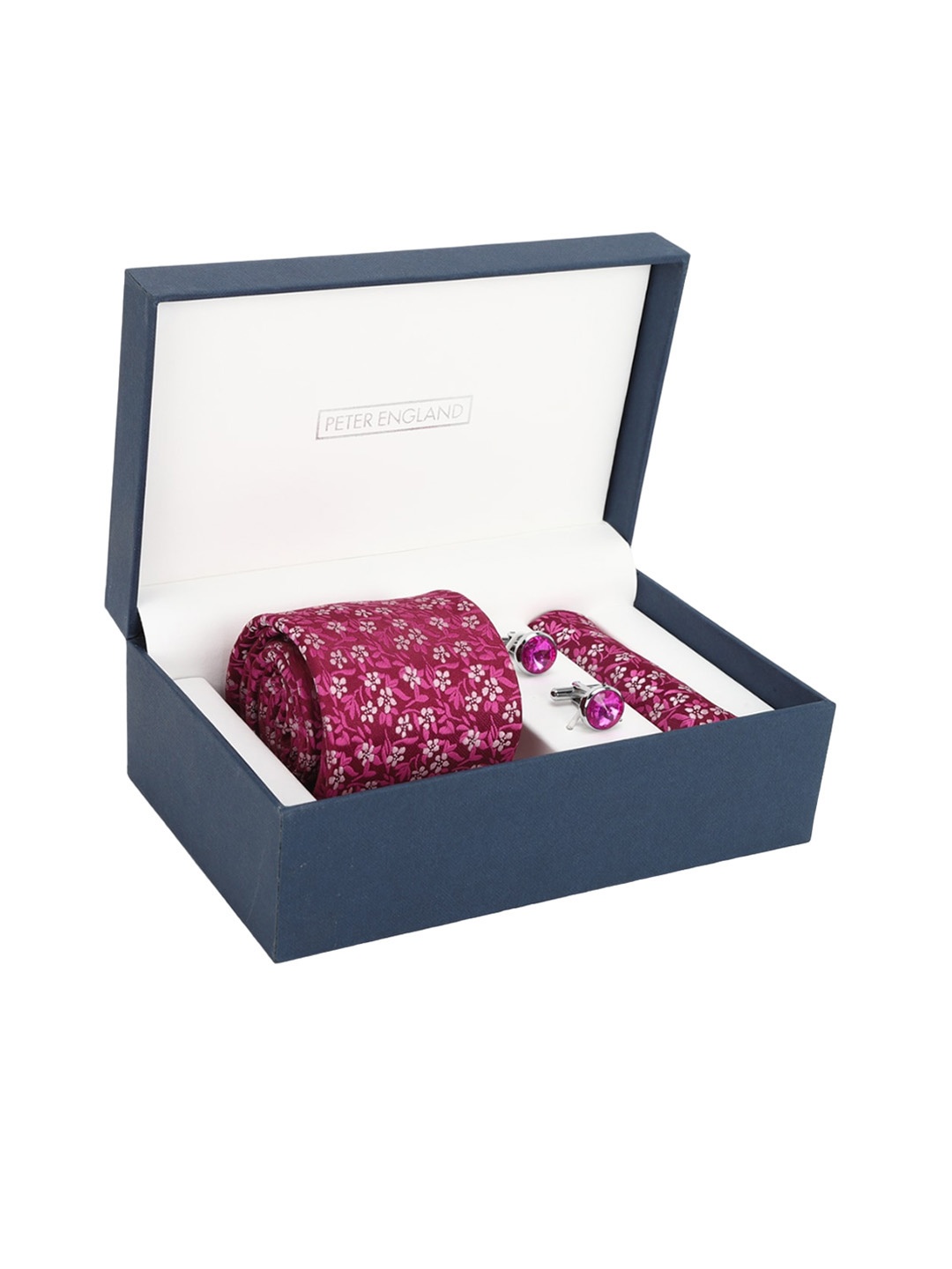 

Peter England Men Printed Accessory Gift Set, Pink