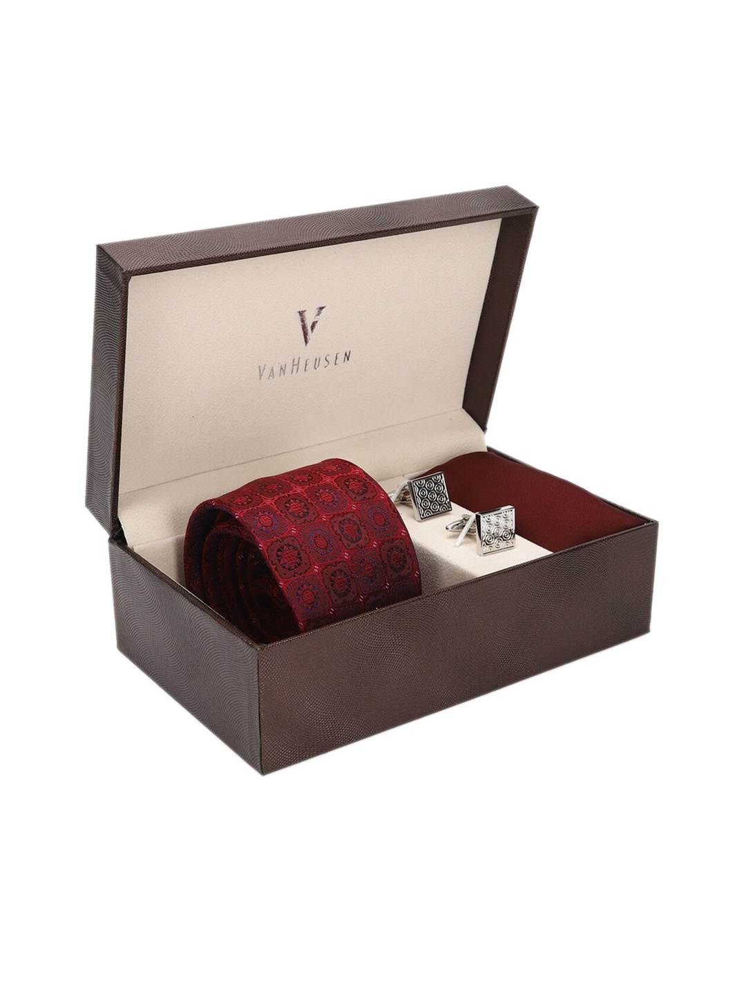 

Van Heusen Men Printed Accessory Gift Set, Maroon