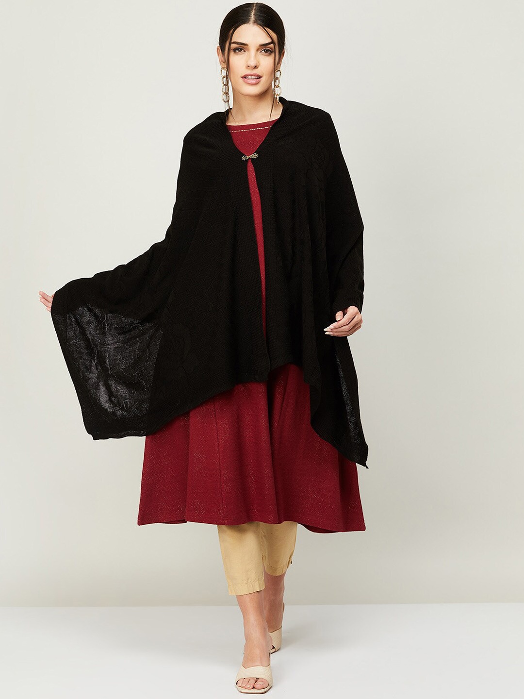 

Melange by Lifestyle Woven Design Acrylic Shawl, Black