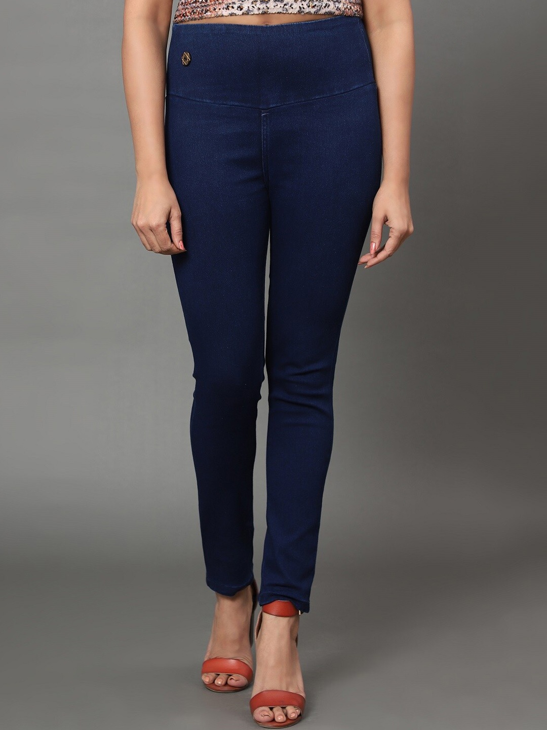 

AngelFab Women Cotton Denim Jeggings, Blue