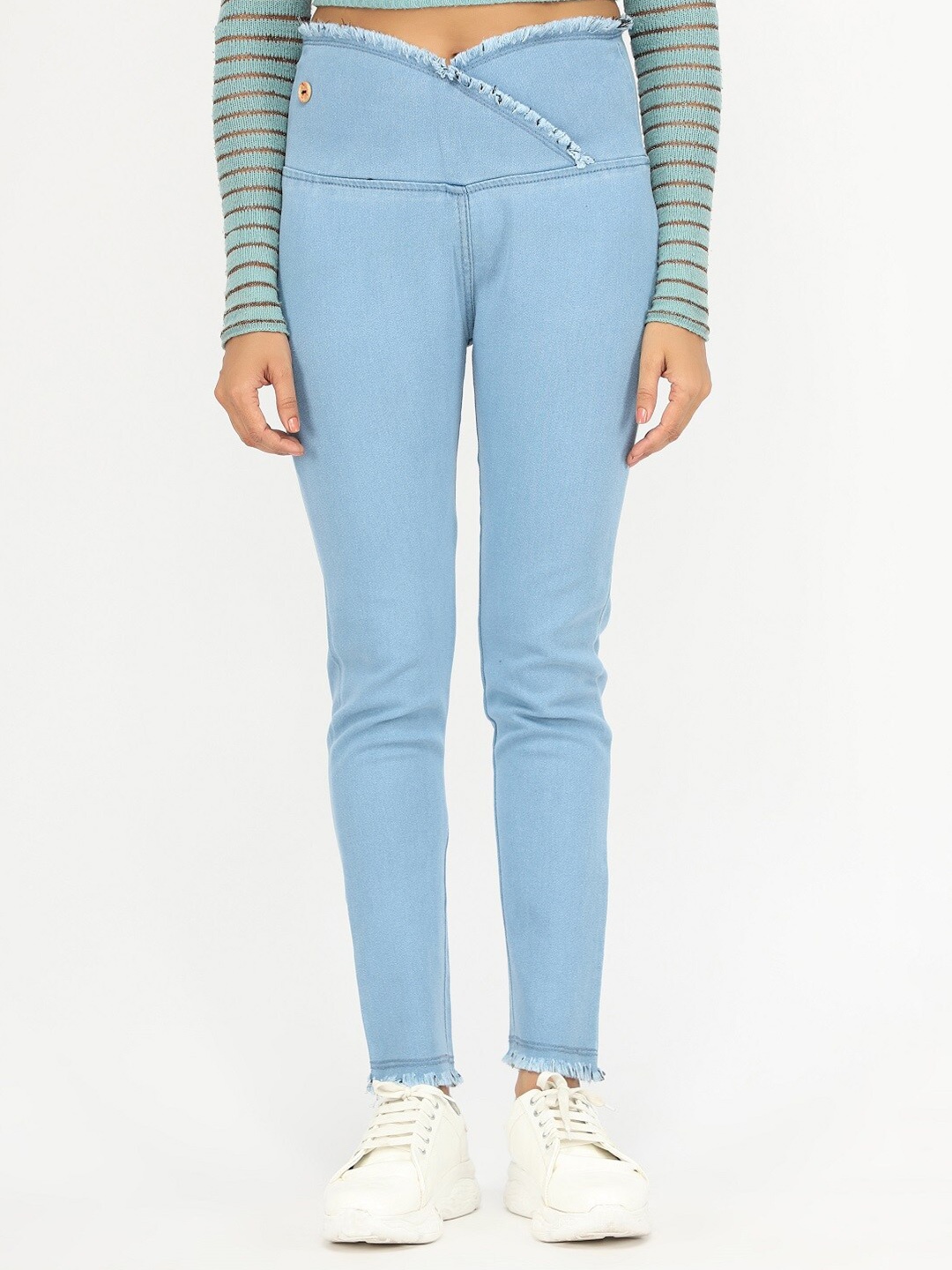 

AngelFab Women Cotton Denim Jeggings, Blue