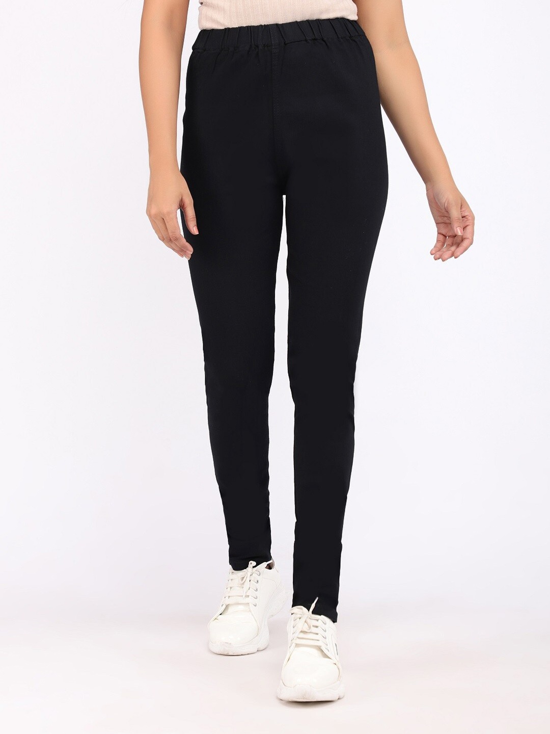

AngelFab Women Washed Regular Fit Mid-Rise Cotton Denim Jeggings, Black