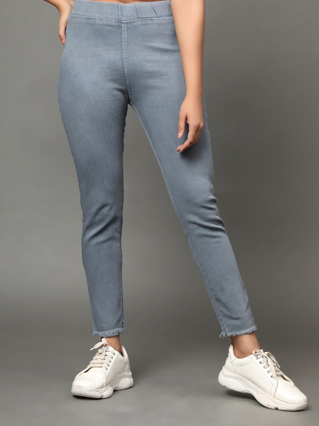 

AngelFab Women Regular-Fit Cotton Jeggings, Grey