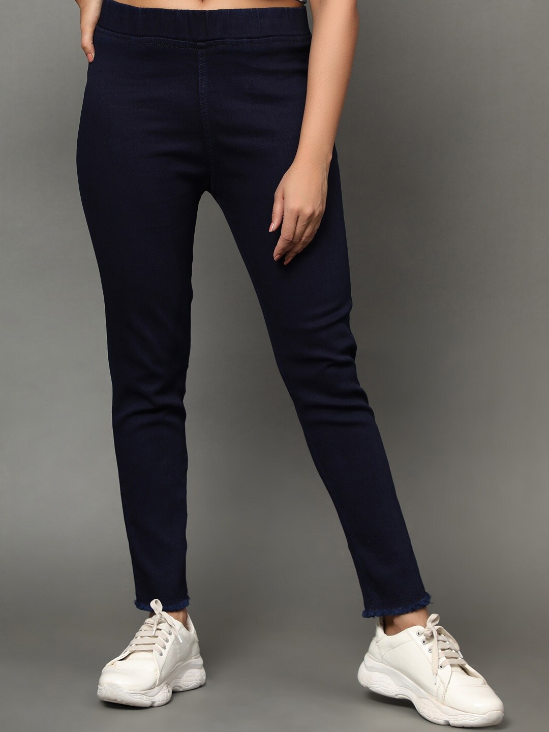 

AngelFab Women Regular-Fit Cotton Jeggings, Navy blue