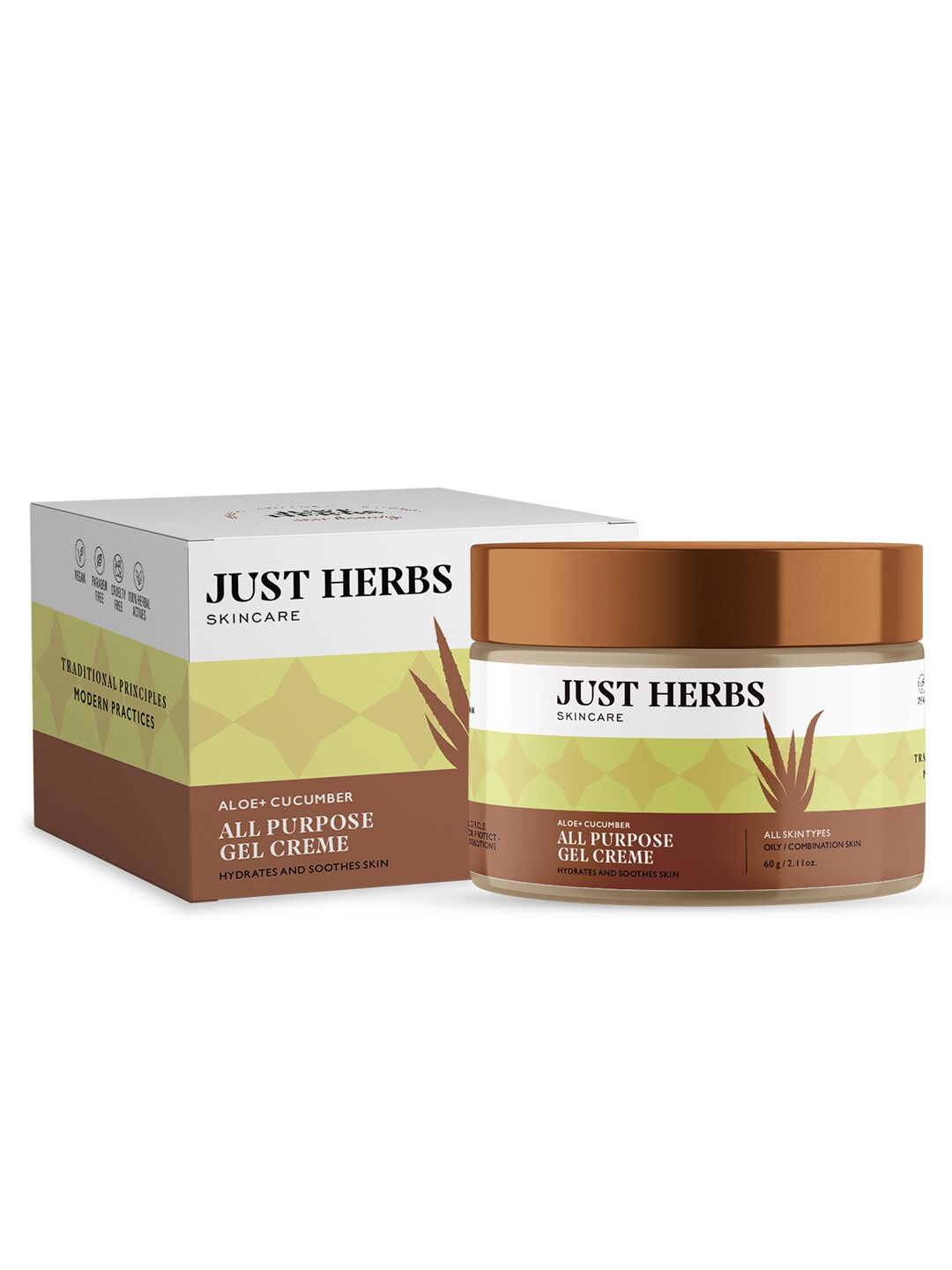 

Just Herbs Hydrating All Purpose Gel Creme with Aloe & Cucumber - 60g, Beige