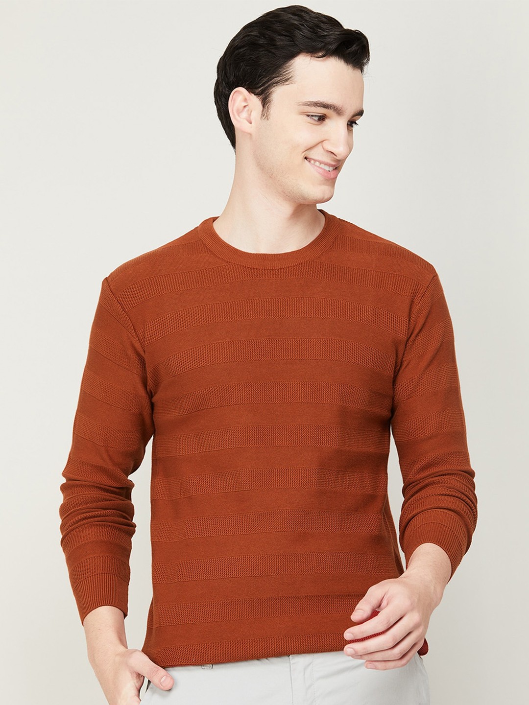 

Melange by Lifestyle Round Neck Cotton Sweatshirt, Brown