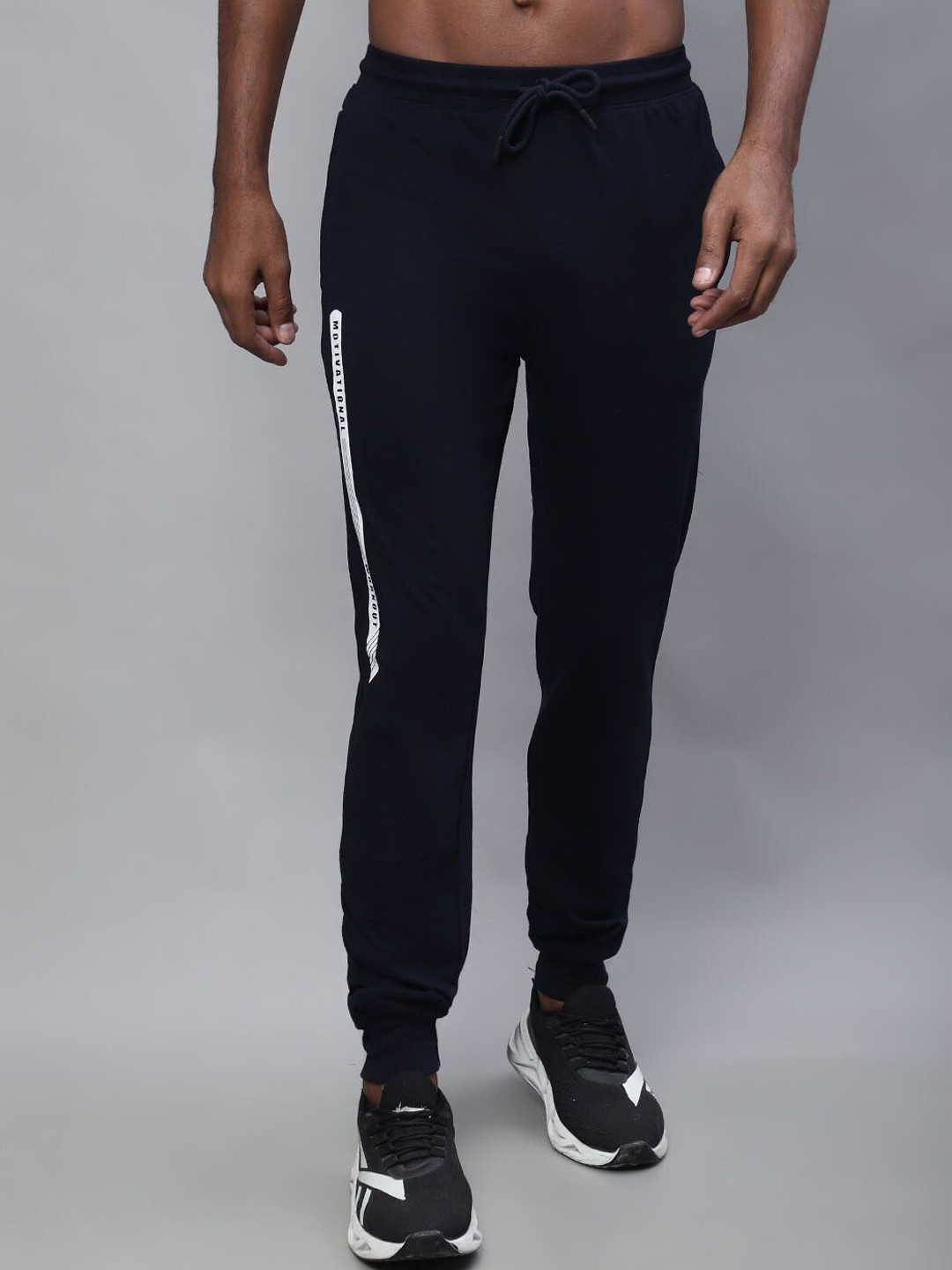 

Cantabil Men Relaxed Fit Cotton Training or Gym Sports Joggers, Navy blue