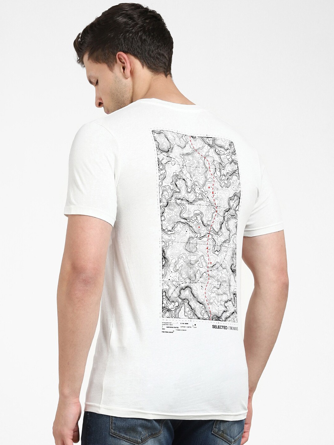 

SELECTED Abstract Printed Organic Cotton Slim Fit T-shirt, White