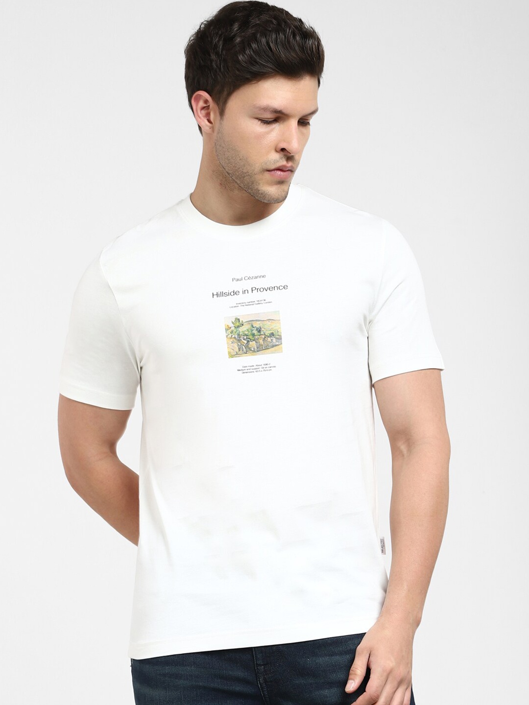 

SELECTED Round Neck Organic Cotton Slim Fit T-shirt, White