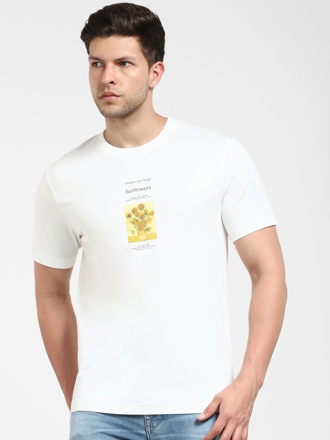 

SELECTED Round Neck Organic Cotton Slim Fit T-shirt, White