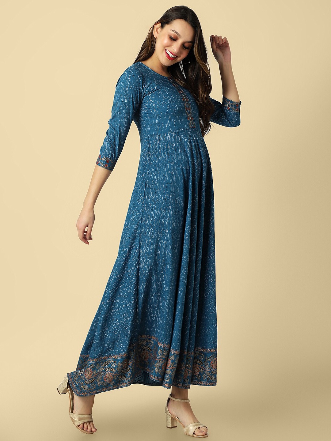 

DAEVISH Floral Printed Maxi Dress, Blue