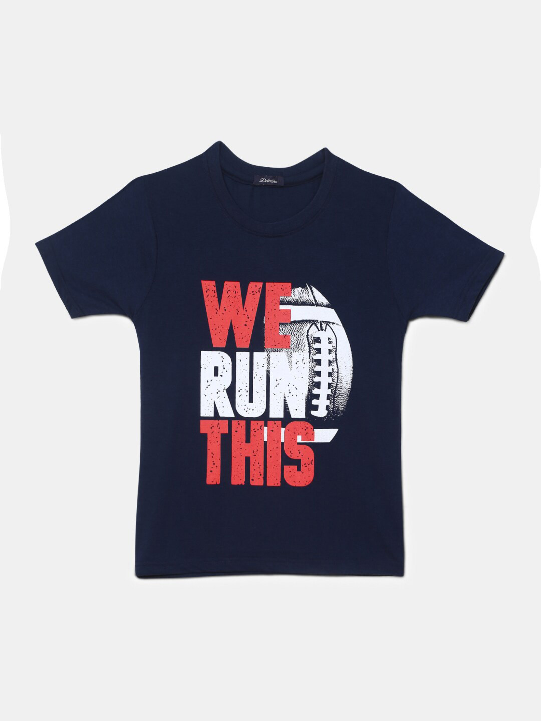 

V-Mart Boys Typography Printed Round Neck Cotton T-shirt, Navy blue