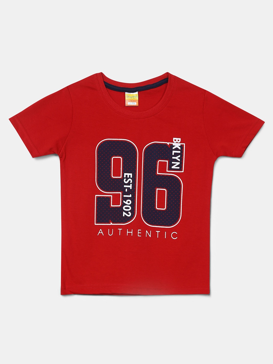 

V-Mart Boys Varsity Printed Cotton T-shirt, Red
