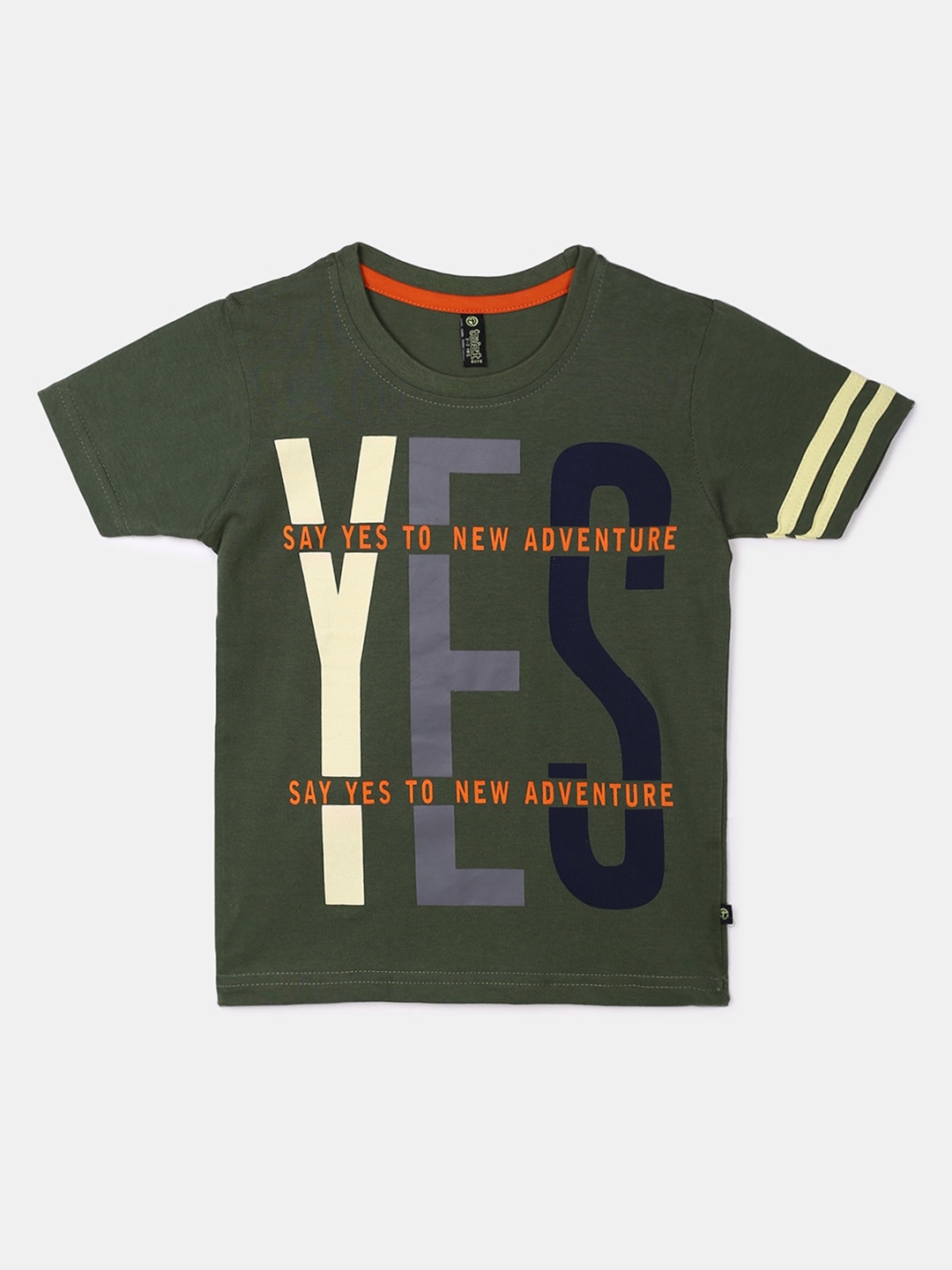 

V-Mart Typography Round Neck Cotton T-shirt, Olive