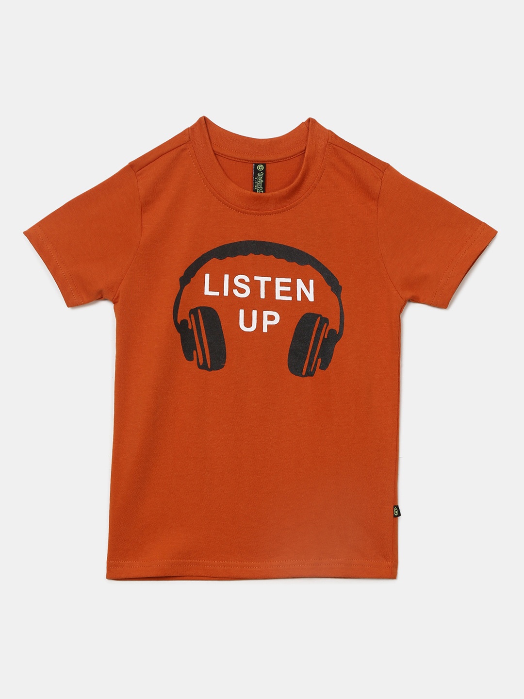 

V-Mart Round Neck Typography Printed Cotton T-shirt, Rust