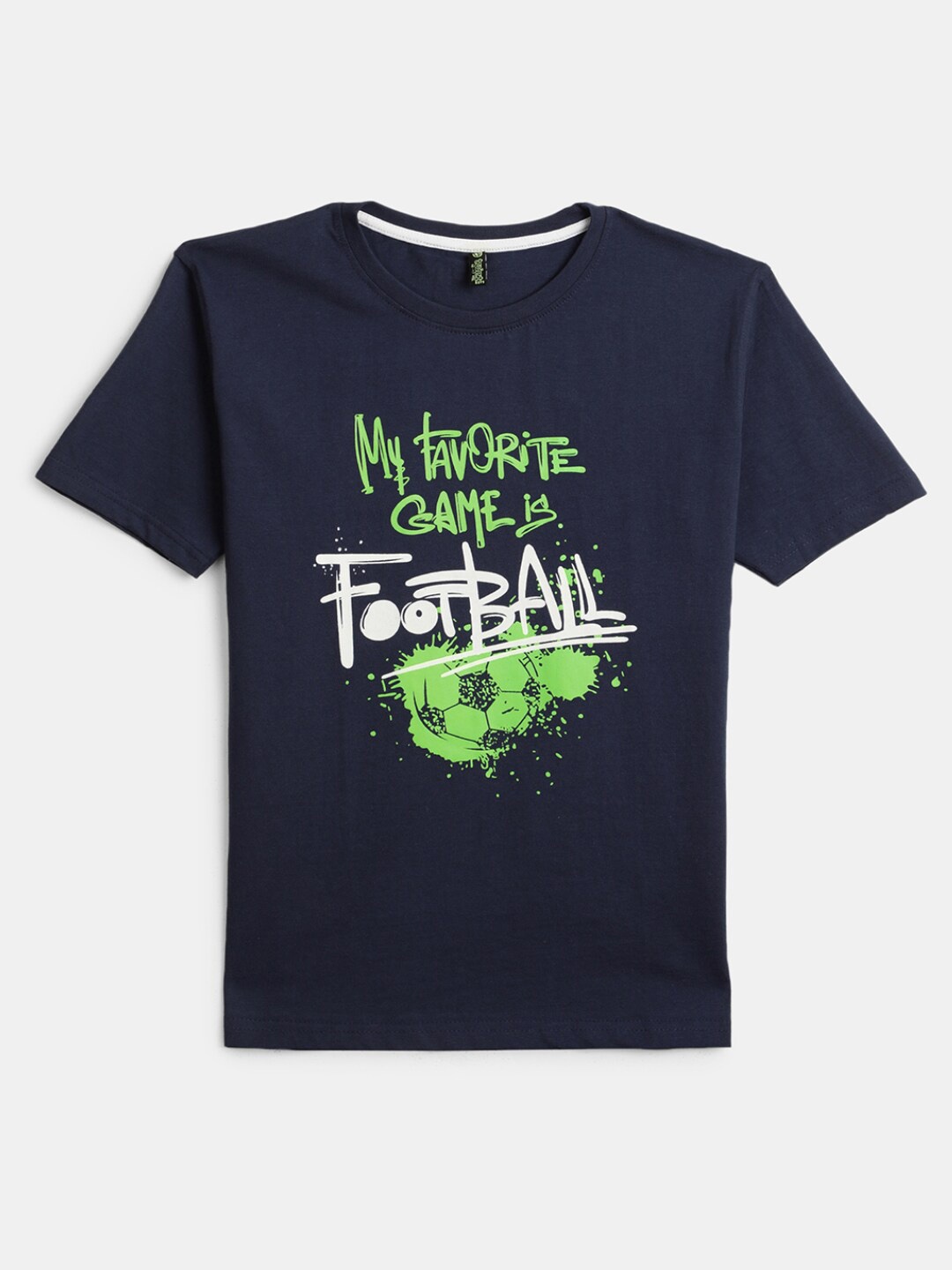 

V-Mart Boys Typography Printed Cotton T-Shirt, Navy blue